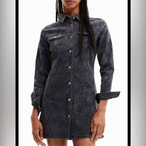 Desigual Women's Dress Size Small Short Denim Dress Black